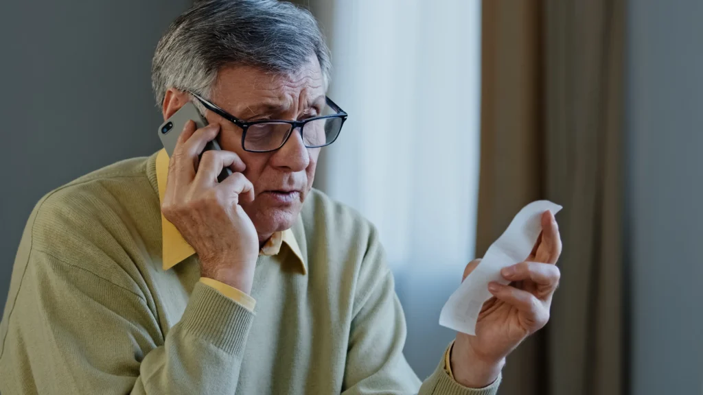 Toma fotográfica de persona de la tercera edad preguntando a su asesor legal ¿La aseguradora puede negar un seguro de vida por omisiones.