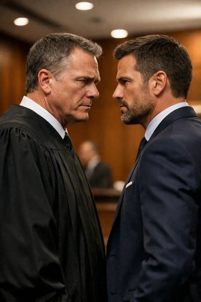 Toma fotográfica de dos personas encarándose haciendo referencia a un enfrentamiento de juicio vs mediación.