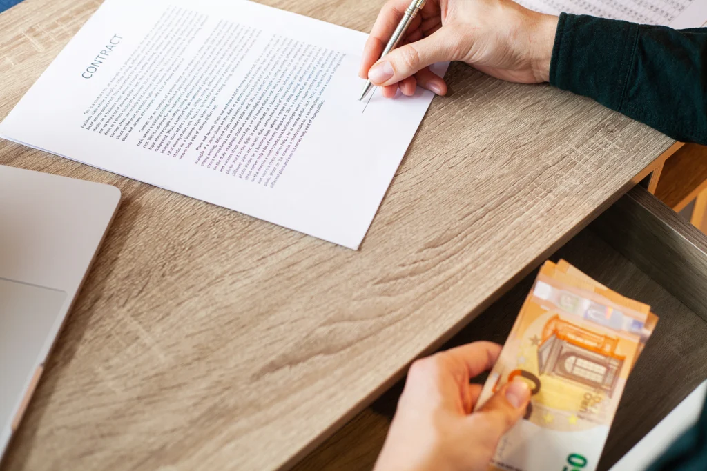 Imagen visual de una persona firmando un contrato para un abogado inmobiliario en México y costos que debe pagar